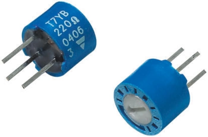 T7YB105MT20 Vishay | 1MΩ, Hole Trimmer Potentiometer 0.06W Top Adjust Vishay, T7 | 374-6995 | RS Components