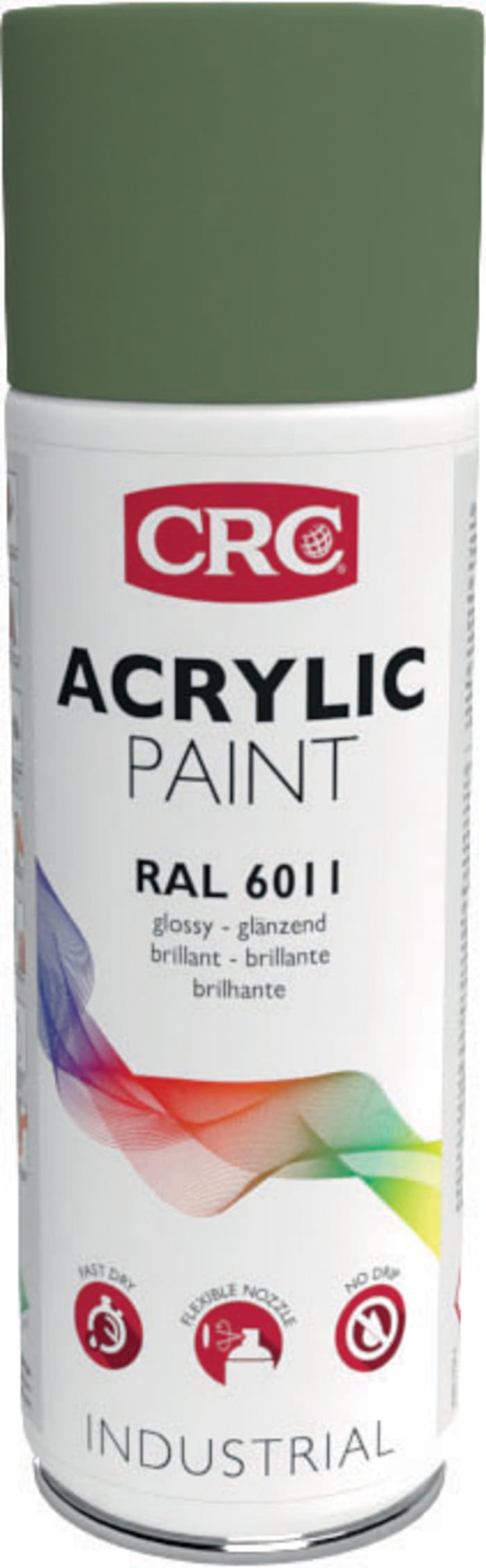 Pintura con aerosol CRC ACRYLIC PAINT de color Verde Brillo, RAL 6011, de 400ml