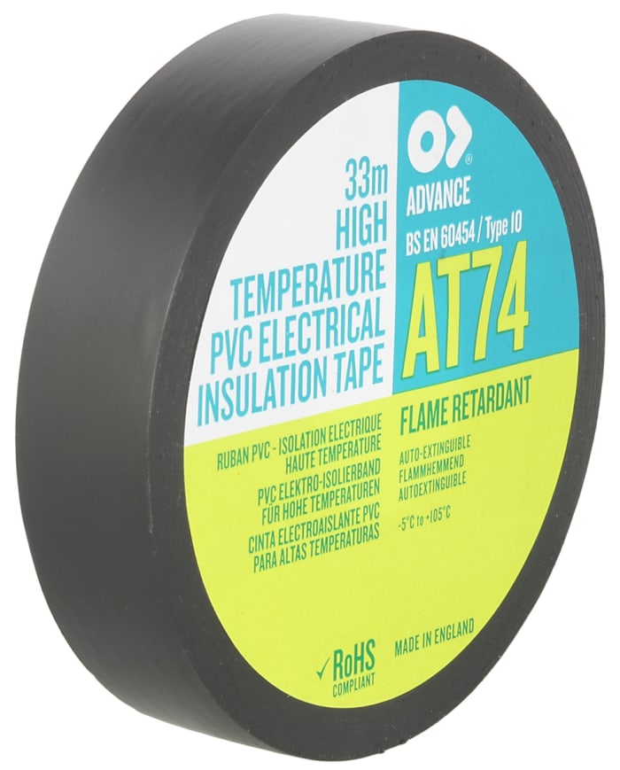 Advance Tapes AT74 Black PVC Electrical Tape, 19mm x 33m