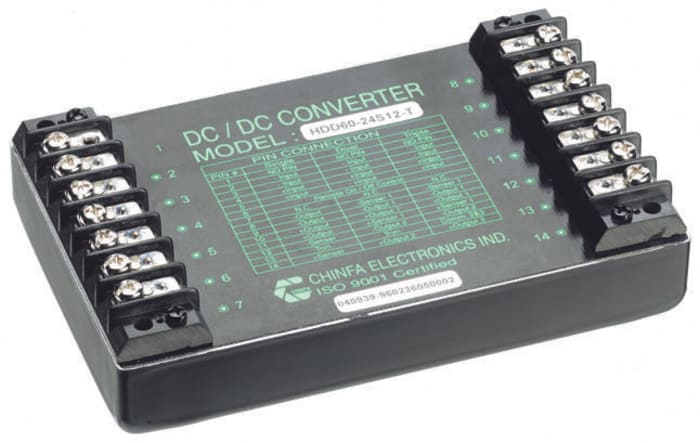 Chinfa Isolated DC-DC Converter, 5V dc/ 12A Output, 9 → 18 V dc Input, 60W, Surface Mount, +71°C Max Temp -25°C