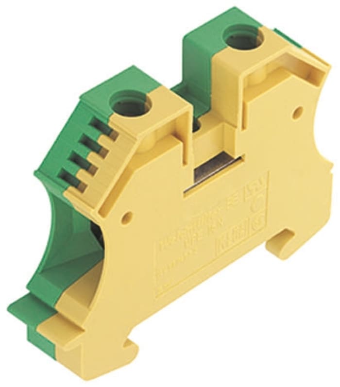 Weidmüller WPE Series Green/Yellow Earth Terminal Block, 16mm², Single-Level, Screw Down Termination