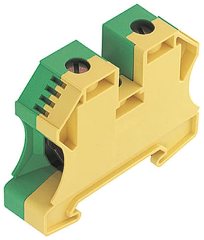 Weidmuller WPE Series Green/Yellow Earth Terminal Block, 35mm², Single-Level, Screw Down Termination