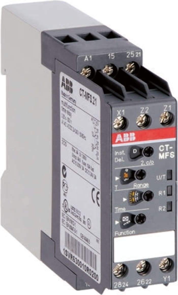 Relais temporisé ABB, 24 → 240V c.a. / V c.c., 2 contacts
