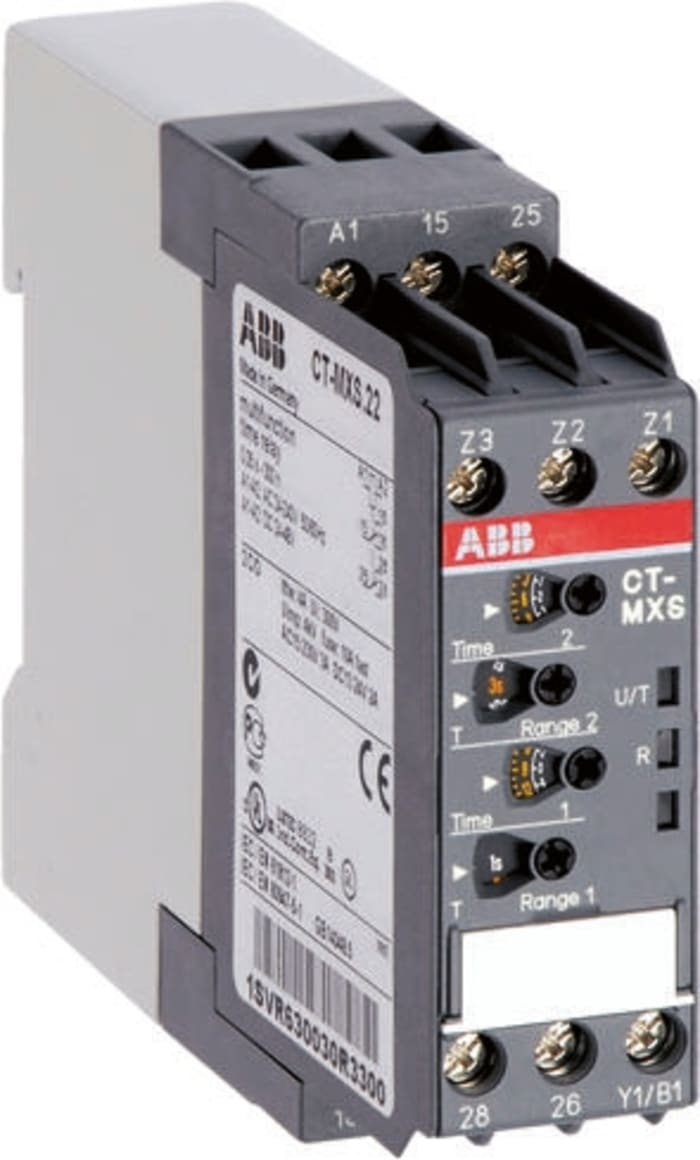 ABB Time Delay Relay, 24 → 240 V ac, 24 → 48V dc, 2-Contact, 0.05 s → 300h, DPDT