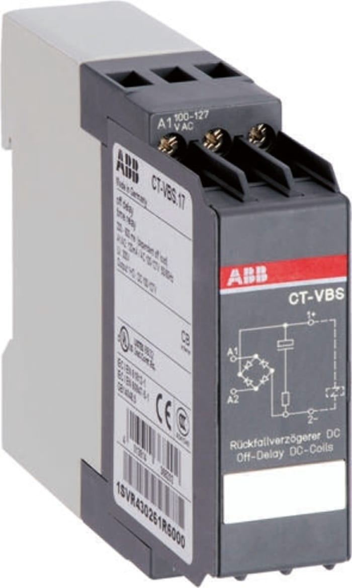 ABB DIN Rail Mount Timer Relay, 100 → 127V ac, 0.05 s → 300h, 1-Function