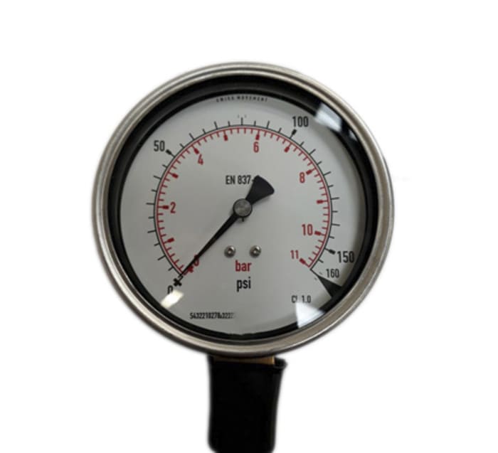 RS PRO G 3/8 Analogue Pressure Gauge 160psi Bottom Entry 100mm Outside Diameter