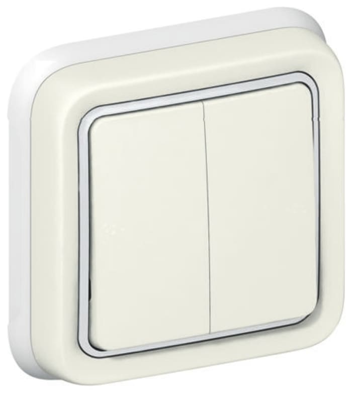 0 698 55 Legrand Legrand White Outdoor Light Switch, 2 Way, 2 Gang