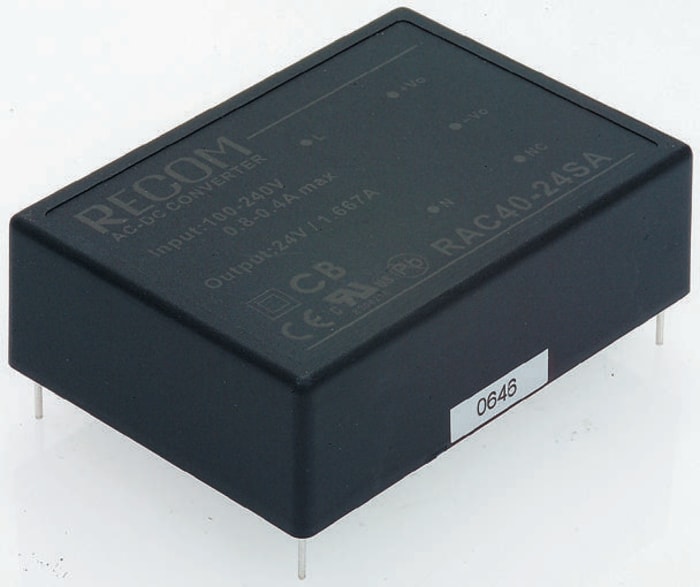 Alimentation à découpage intégrée, Recom 40W, 2 sorties à ±15V c.c. ±1.333A