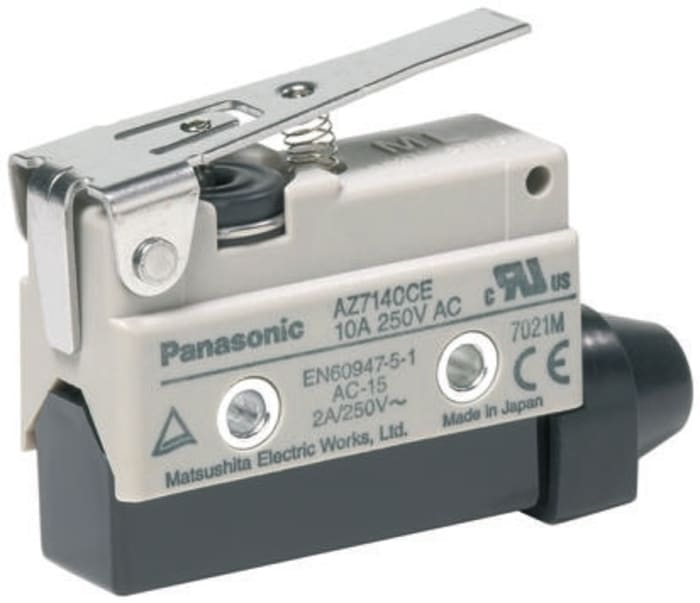 Panasonic AZ7 Series Lever Limit Switch, NO/NC, IP64, SPDT, 250V ac Max, 10A Max