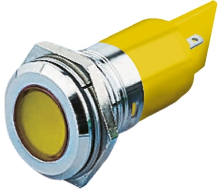 RS PRO Yellow Panel Mount Indicator, 24 V ac/dc, Solder Tab Termination