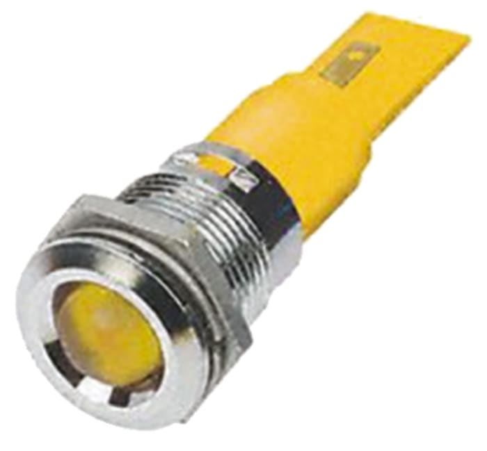 RS PRO Yellow Panel Mount Indicator, 110V ac, 22mm Mounting Hole Size, Solder Tab Termination