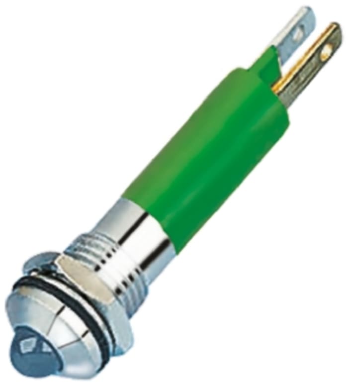RS PRO Green Panel Mount Indicator, 24 V ac/dc, Solder Tab Termination, IP67