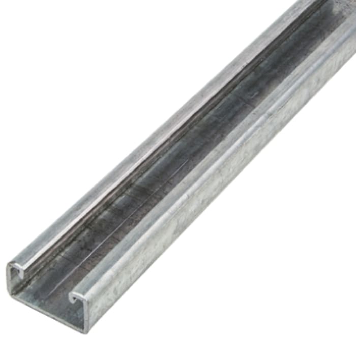 Unistrut 41 x 21mm Galvanised Steel Plain Channel, 2m Long