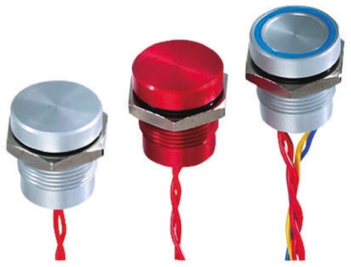 APEM Illuminated Piezo Switch, SPST, IP68, Flying Lead, 200 mA @ 24 V dc, -40 → +75°C