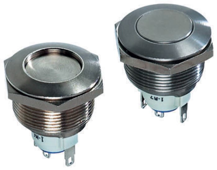APEM Push Button Switch, Latching, Panel Mount, 19.2mm Cutout, 48V dc, IP65