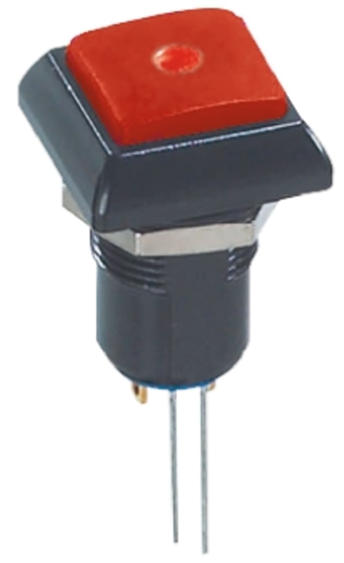Bouton-poussoir, Verrouillable lumineux, LED Rouge, 5 A @ 28 V c.c., Montage panneau