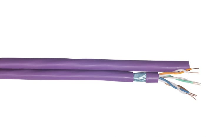 Câble Ethernet CAE Multimedia Connect catégorie 6a, F/FTP, Violet, Longueur 100m LSZH, Sans terminaison LSZH