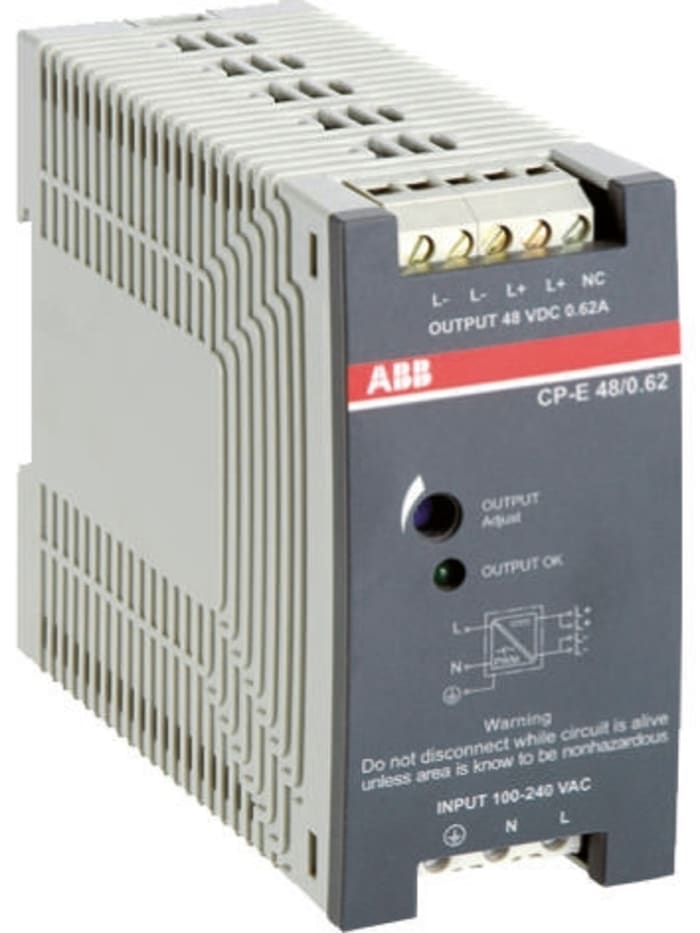 ABB CP-E Switched Mode DIN Rail Power Supply, 85 → 264 V ac / 90 → 375V dc ac, dc Input, 48V dc dc