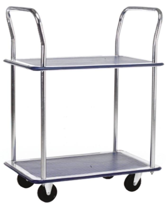 RS PRO 2 Shelf Steel Trolley, 725 x 470mm, 120kg Load