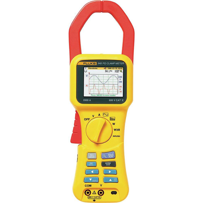 Fluke 345 Clamp Meter USB, 2kA dc, Max Current 1.4kA ac CAT IV 600 V