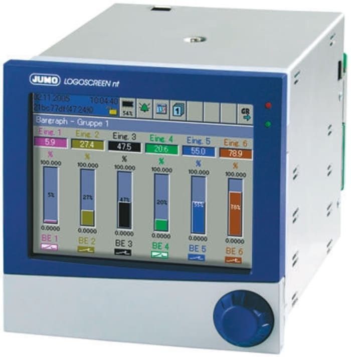 Jumo Logoscreen NT, 6 Input Channels, Graphical Chart Recorder Measures Current, Millivolt, Resistance, Temperature,