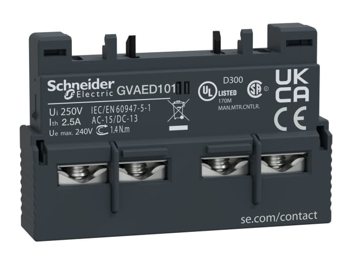 Schneider Electric Auxiliary Contact, 2 Contact, 2NO, Front Mount GVAE