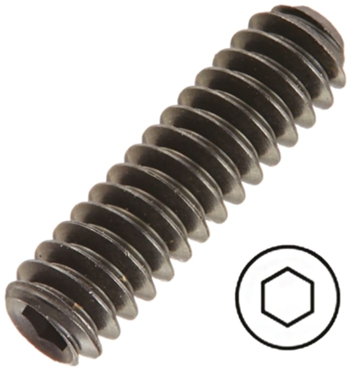 RS PRO Steel 1 Piece Hex Socket Drive Grub Screw