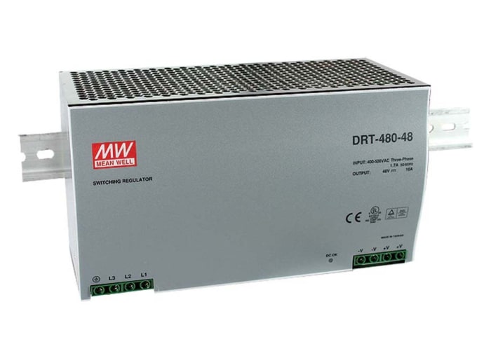 Napájecí zdroj na lištu DIN a pro montáž do panelu 480W, počet výstupů: 1 přepínací režim 20A, výstup: 24V dc