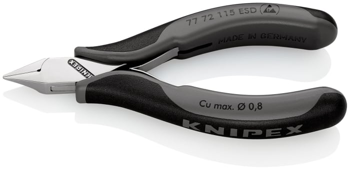 Alicate de corte diagonal de precisión Knipex, capacidad de corte 0.8mm, long. total 115 mm, , , ESD
