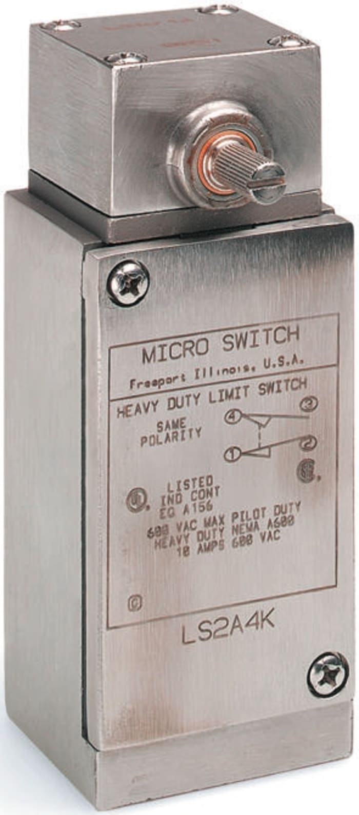 Honeywell HDLS Series Limit Switch, 2NO/2NC, DPDT, Stainless Steel Housing, 600V ac Max, 10A Max
