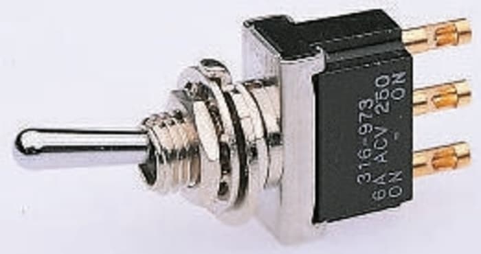 TE Connectivity Toggle Switch, Panel Mount, On-On, DPDT, Solder Terminal, 125V