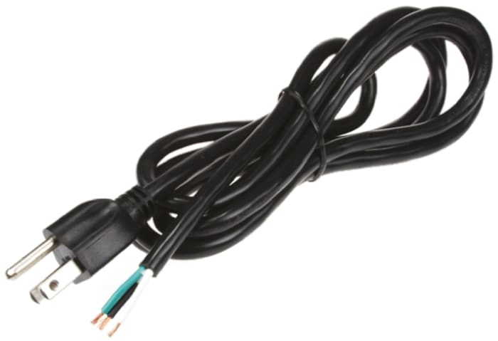 Power Cord US 3P NEMA 5-15 one end 2m