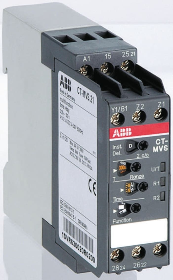 ABB Time Delay Relay, 24 → 240V ac/dc, 2-Contact, 0.05 s → 300h, DPDT