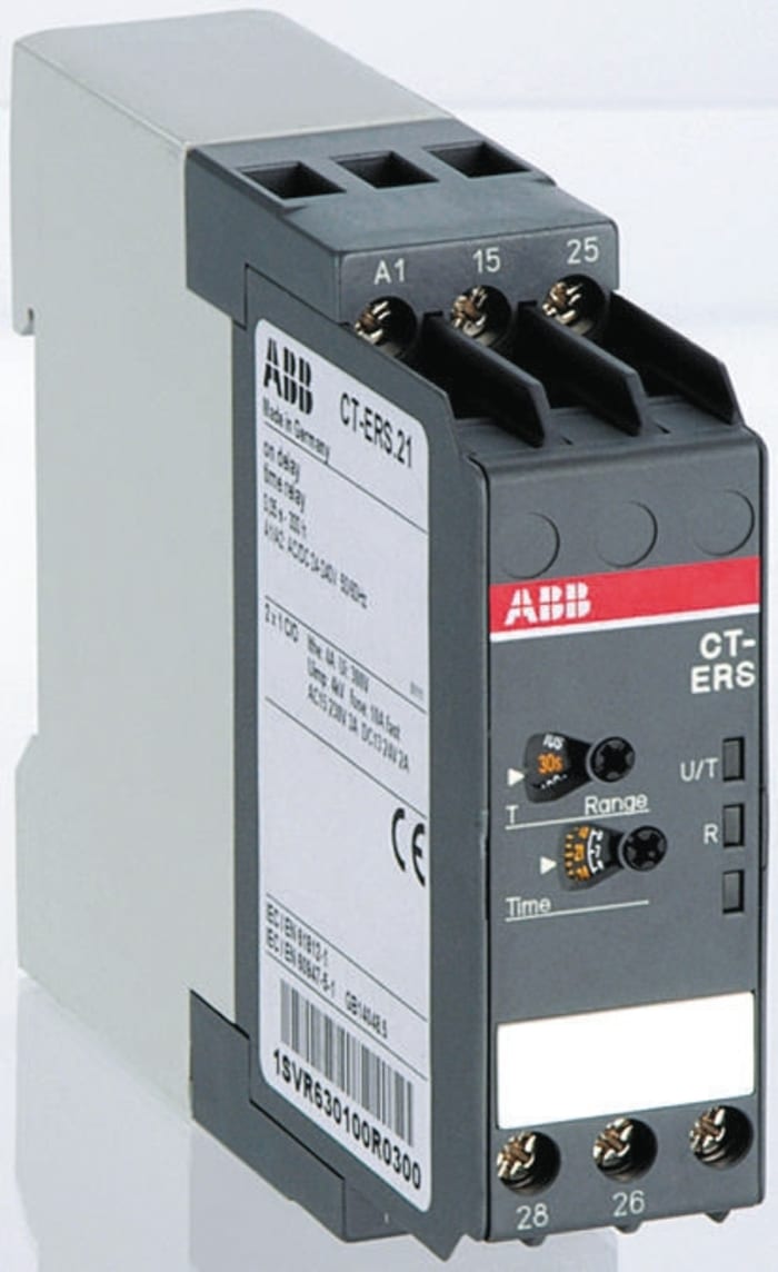 ABB Time Delay Relay, 24 → 240 V ac, 24 → 48V dc, 2-Contact, 0.05 s → 300h, 1-Function, DPDT