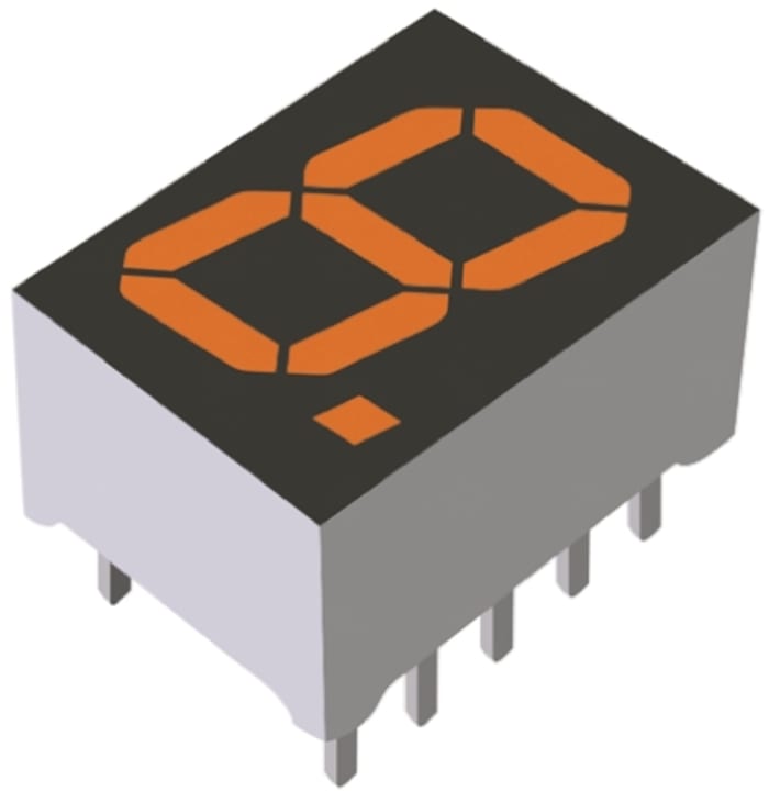 LAP-401DD ROHM 7-Segment LED Display, CA Orange 250 mcd RH DP 10.2mm