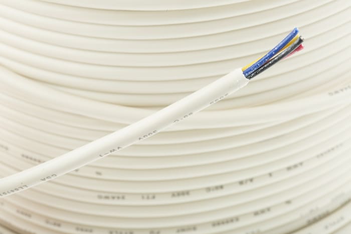 RS PRO Multicore Security Cable, 4 Cores, White PVC Sheath
