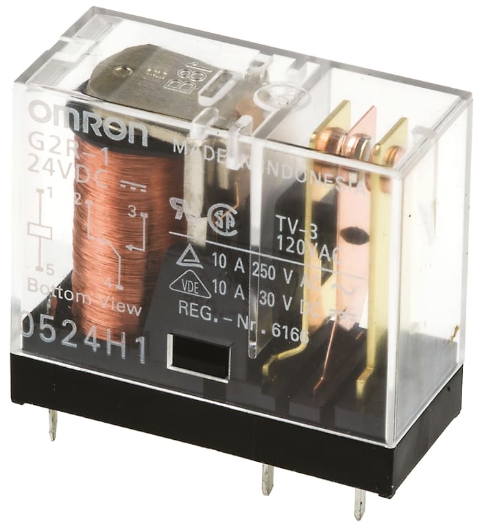 Omron PCB Mount Power Relay, 24V dc Coil, 10A Switching Current, SPDT