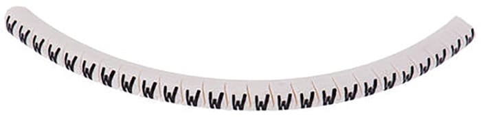 HellermannTyton Helagrip Slide-On Cable Marker, Black, Pre-printed "W", 3 mm Cable White, 1 mm Cable, 901-10282