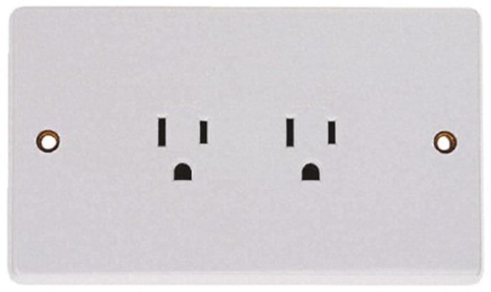 Crabtree White 2 Gang Power Socket, 15A, NEMA 5-15R