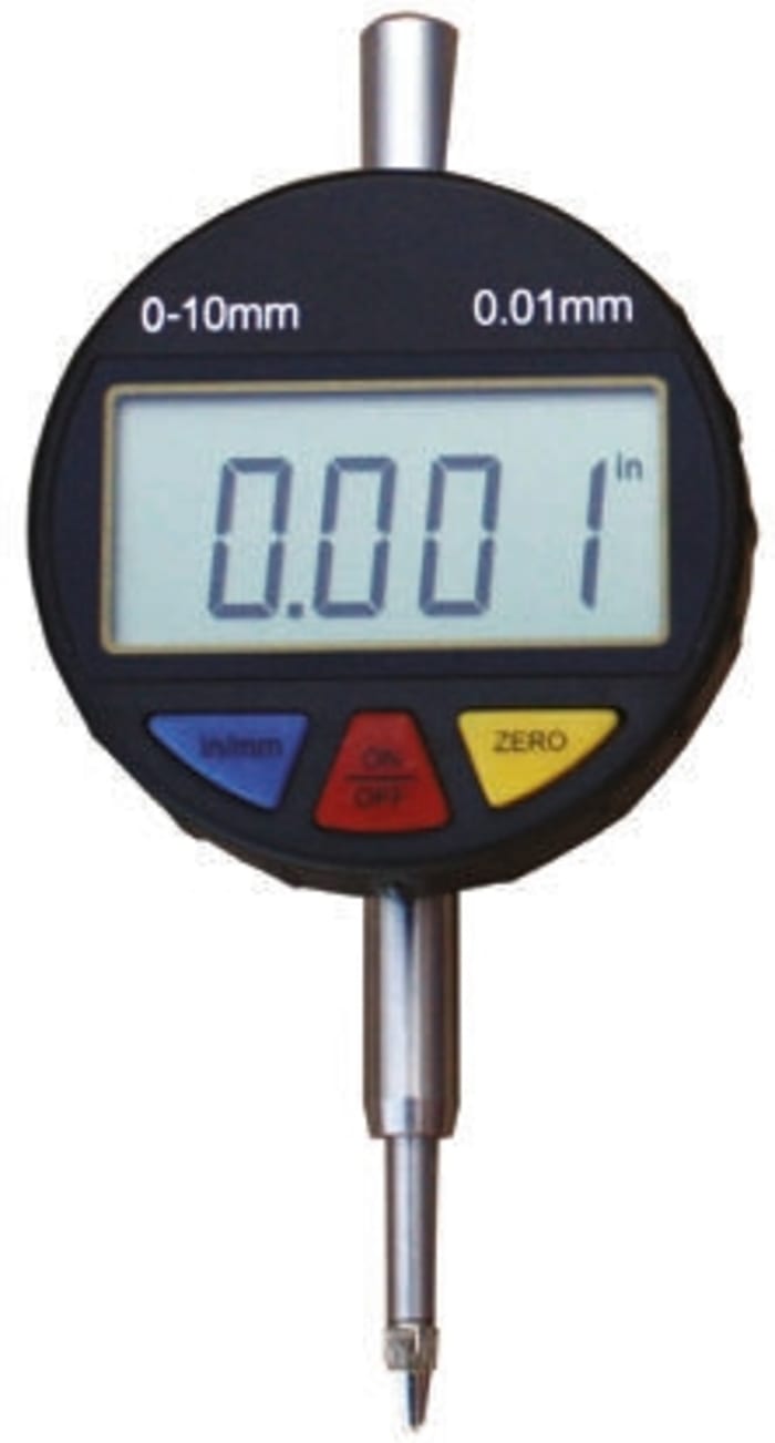 8888 Imperial/Metric Plunger Dial Indicator, 0 → 10 mm Measurement Range, 0.01 mm Resolution , ±0.02 mm Accuracy