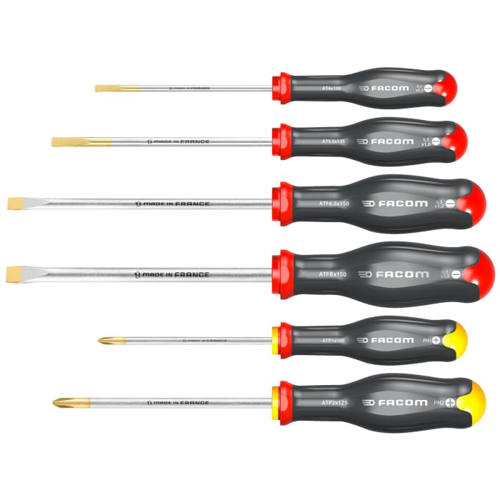Jeu de tournevis standard Facom, Phillips, Fendu, 6 pièces