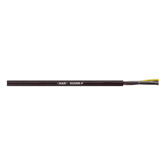 Cable de alimentación H05RR-F Lapp de 4 núcleos, 0,75 mm², long. 100m, 500 V / 12 A, funda de Caucho, Negro