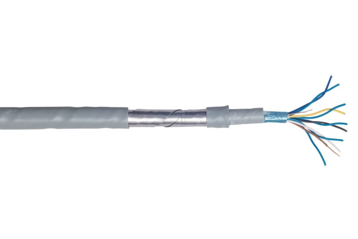 CAE Groupe 10 Core 24 AWG Telephone Cable, 1/0.51 mm, Grey Sheath, 100m