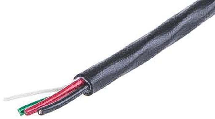 Alpha Wire XTRA-GUARD 2 Control Cable, 3 Cores, 0.35 mm² 22 AWG, Unscreened, 30 m, Black Polyvinyl Chloride Sheath