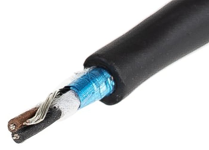 Alpha Wire XTRA-GUARD 2 Control Cable, 2 Cores, 0.23 mm² 24 AWG, Screened, 30 m, Black Polyvinyl Chloride Sheath