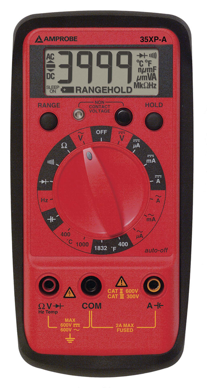 Amprobe 35XPA Handheld Digital Multimeter, 2A ac Max, 2A dc Max, 600V ac Max
