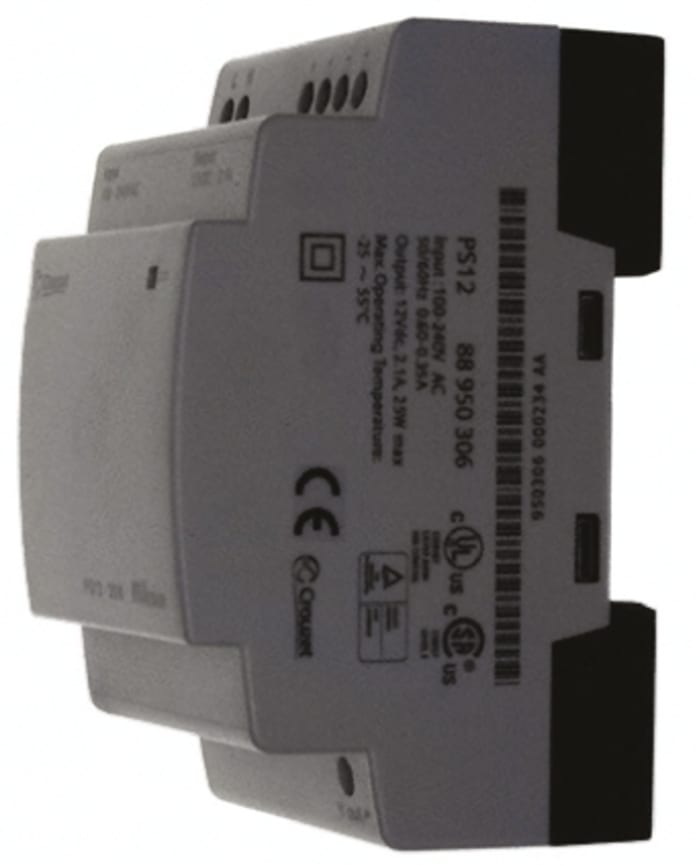 Crouzet PLC Power Supply PS Series Millenium III Series, 100 → 240 V, 11.4 → 15V dc, 2.1 A 25W 54 x 100 x