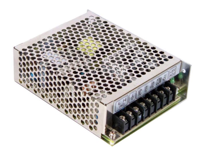 MEAN WELL Switching Power Supply, RT-65A, ±5V dc, 2.8 A, 6 A, 500mA, 66W, Triple Output, 125 → 373 V dc, 88