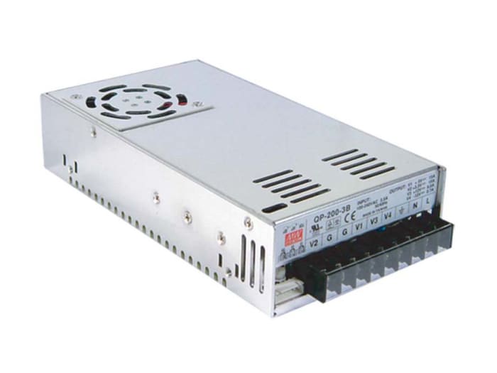 Mean Well Switching Power Supply, QP-200-3B, 3.3 V dc, 5 V dc, 6 A, 15 A, 700mA, 204.9W, Quad Output, 127 → 370