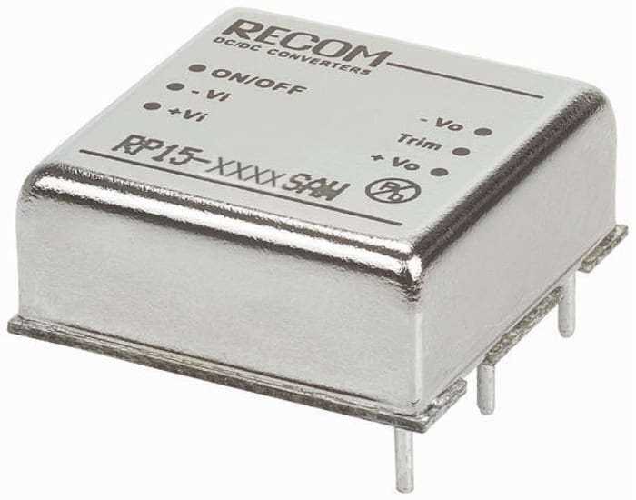 Recom RP15-AW DC-DC Converter, 15V dc/ 1A Output, 9 → 36 V dc Input, 15W, Through Hole, +85°C Max Temp -40°C Min